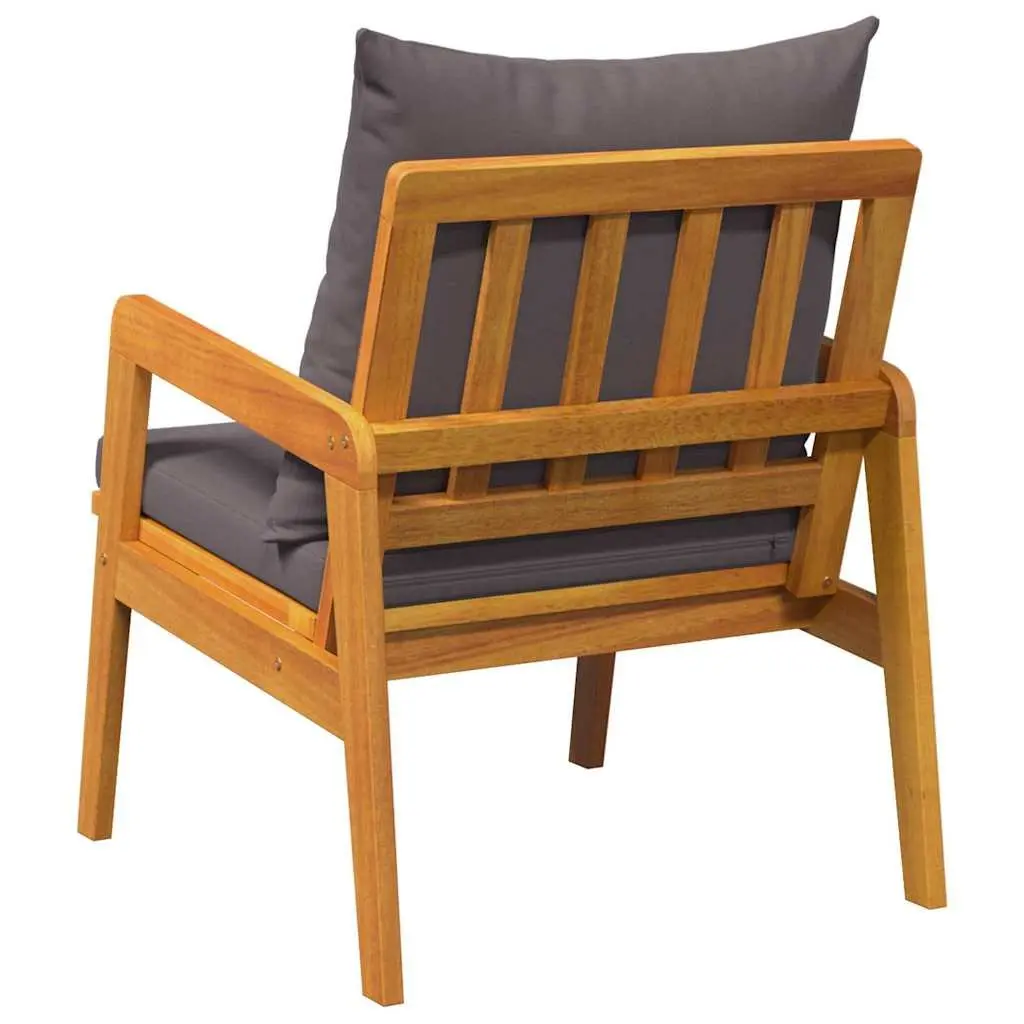 Garden Chair with Cushion 2 Piece Set Outdoor Seating Brown Oil Natural Wood