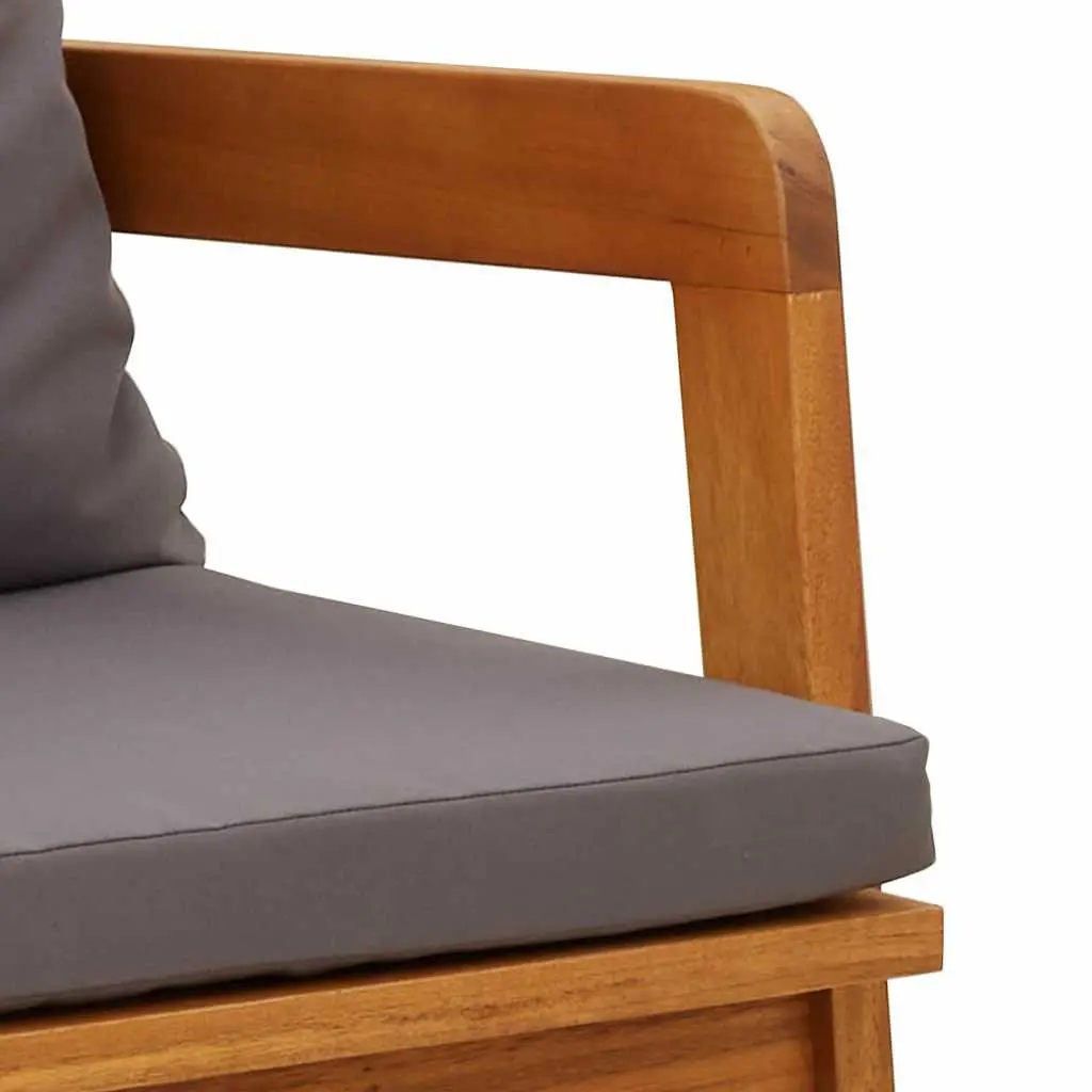 Garden Chair with Cushion 2 Piece Set Outdoor Seating Brown Oil Natural Wood