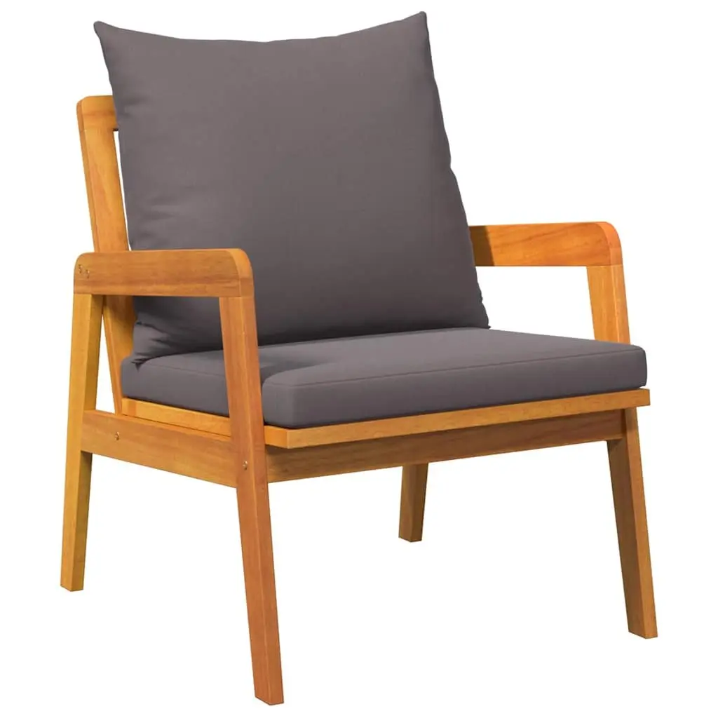 Outdoor Bistro Set Solid Acacia Wood 3 Piece Brown Garden Furniture with Cushion