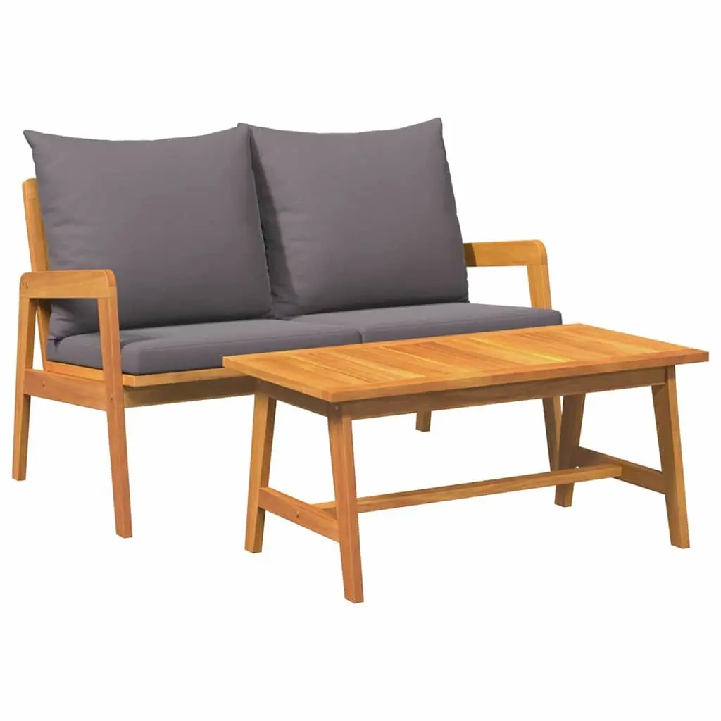 Bistro Set Outdoor Garden Patio Chairs Table Solid Acacia Wood 2 Piece Brown