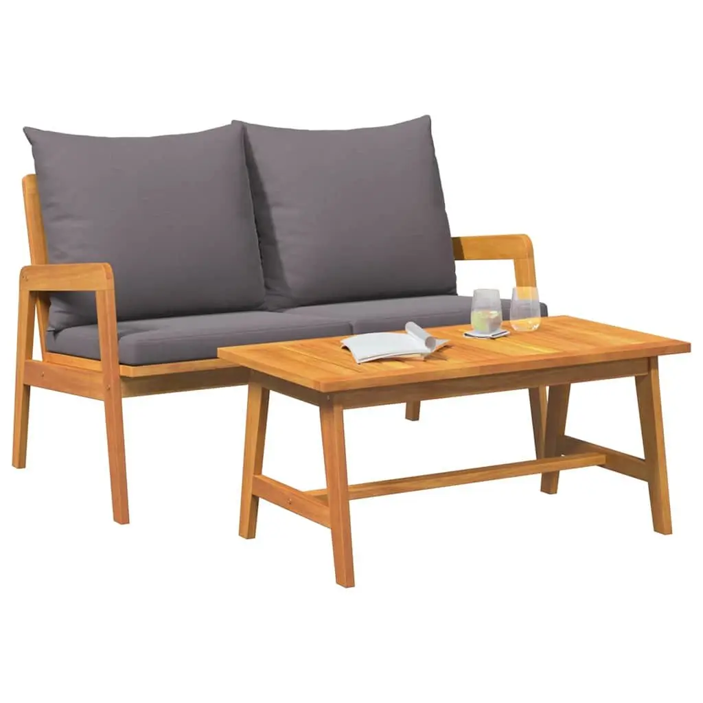 Bistro Set Outdoor Garden Patio Chairs Table Solid Acacia Wood 2 Piece Brown