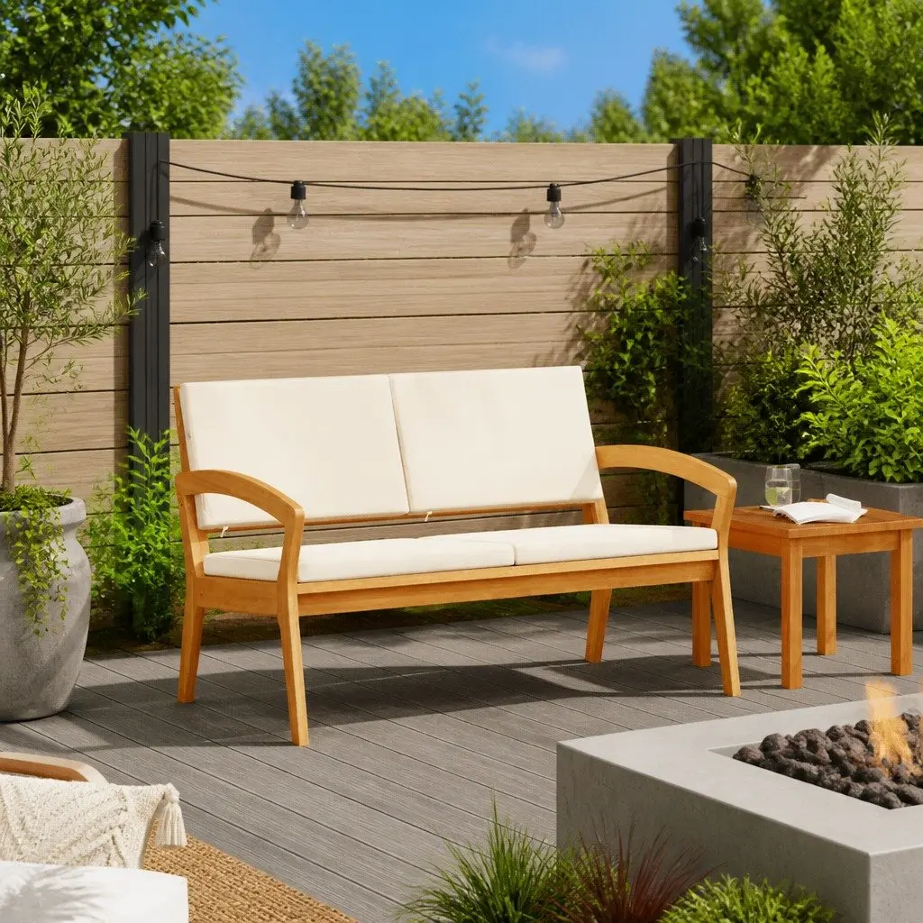 Garden Bench with Cushion for Outdoor Use