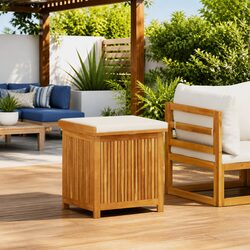 Outdoor Cushion Storage Box 60x50x61cm Solid Wood Garden Organiser with Lid