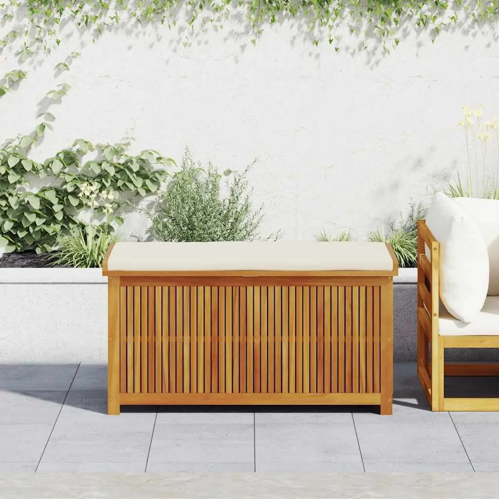 Outdoor Storage Box Solid Acacia Wood 113x50x60.5cm Brown Garden Cushion Organiser