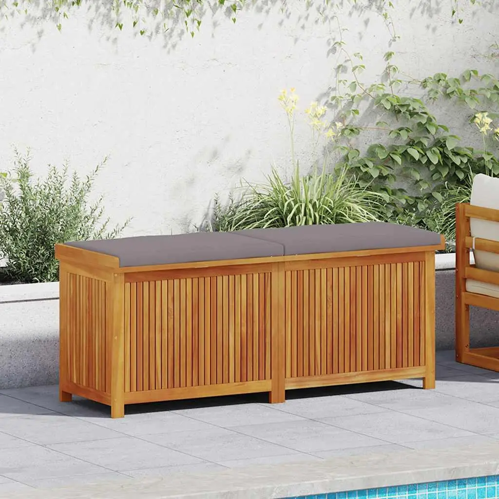 Outdoor Storage Box Solid Acacia Wood 150x50x60.5cm Brown Cushion Organiser