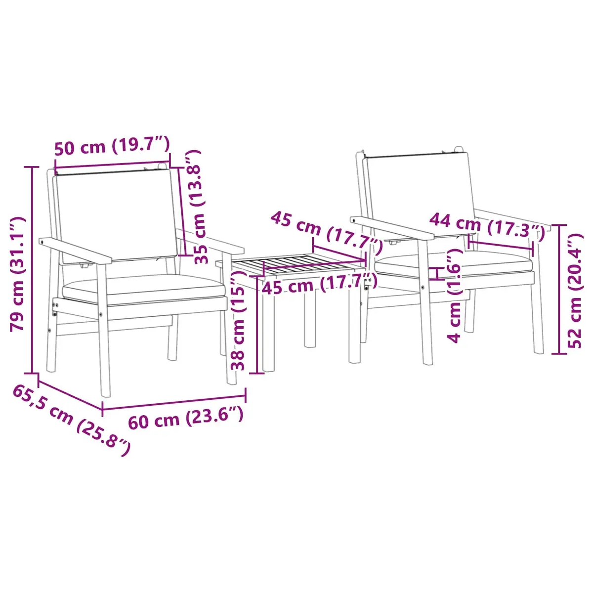 Garden Sofa Set 3 Piece Outdoor Seating Balcony Patio Furniture Cream White