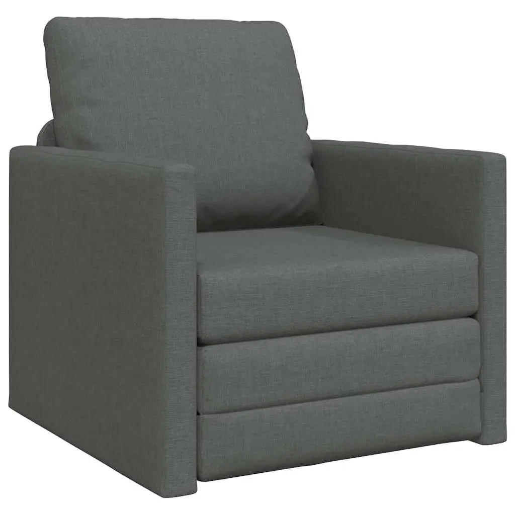 Floor Sofa Bed Metal and Plywood 60cm Grey Fabric Modern Minimalist