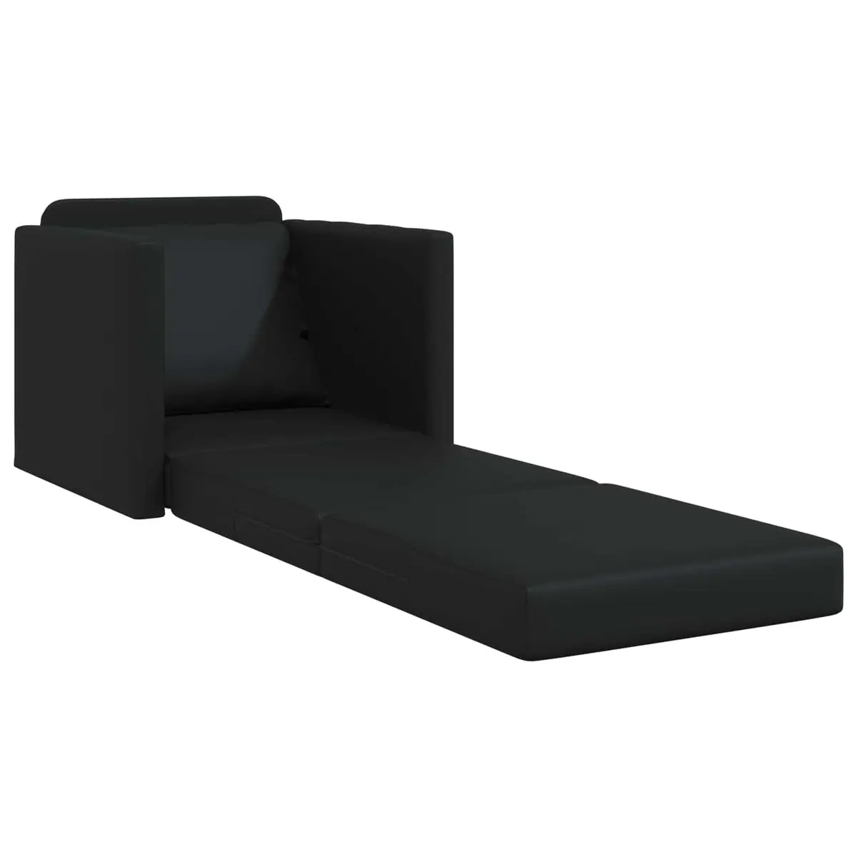 Sofa Bed Faux Leather 60cm Black Convertible Modern Couch