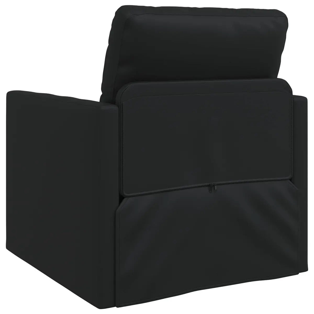 Sofa Bed Faux Leather 60cm Black Convertible Modern Couch