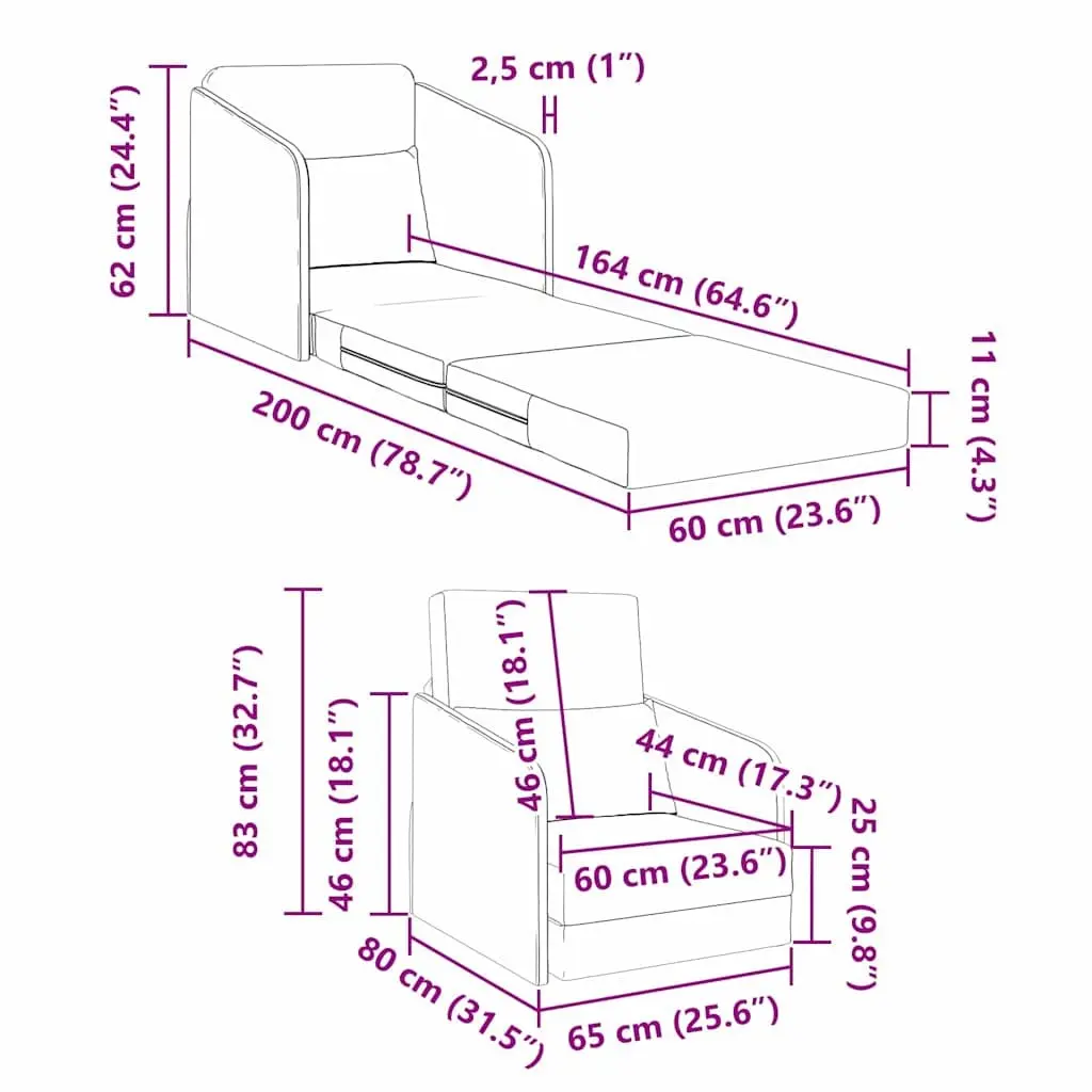 Sofa Bed Fabric Grey 65 x 80 x 83 cm Metal and Plywood Construction Modern Convertible Furniture