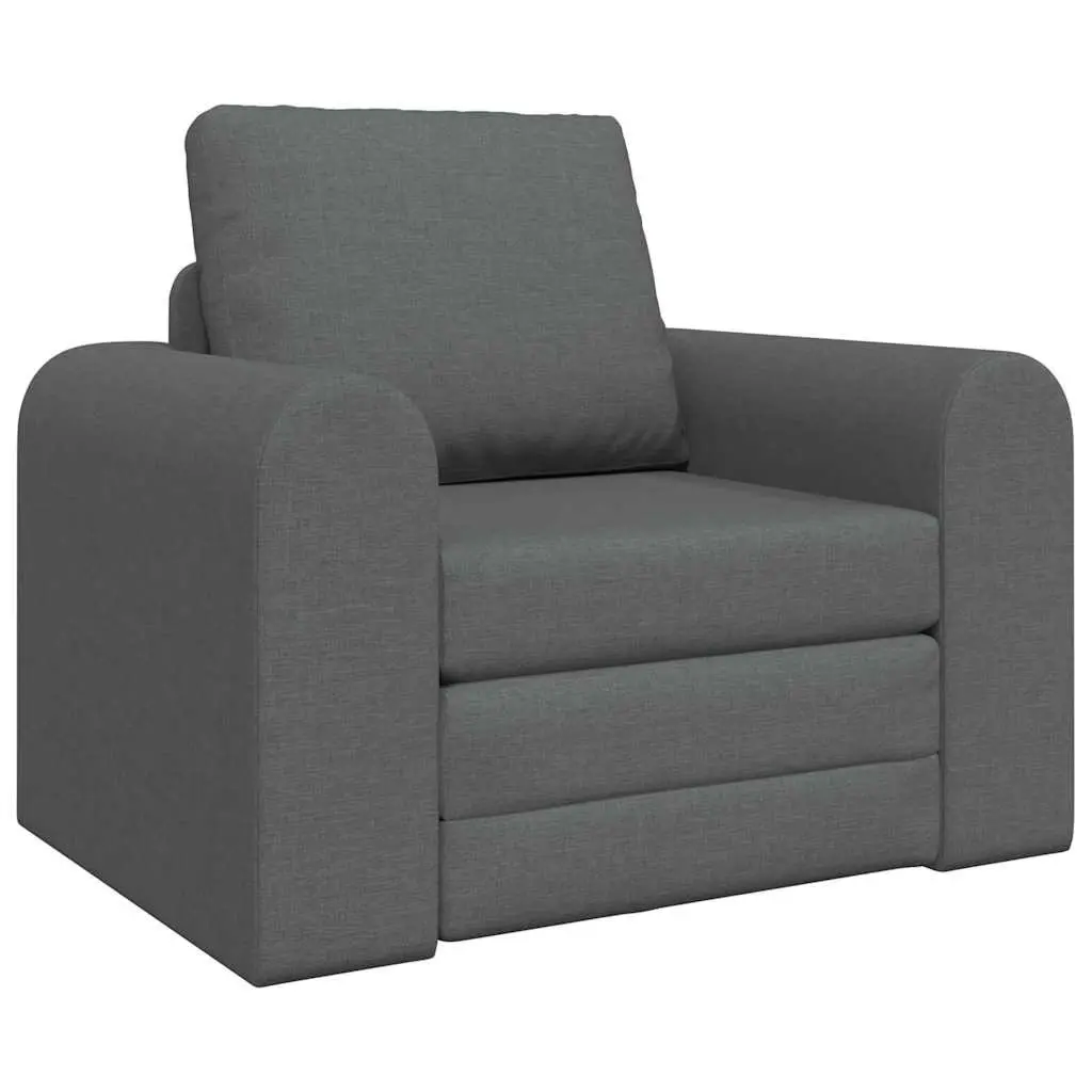 Sofa Bed Grey Convertible Fabric 98cm x 71cm x 83cm