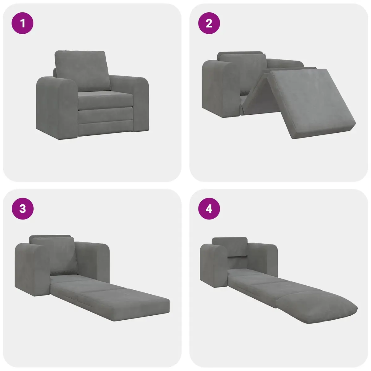 Convertible Couch Dark Grey Velvet Compact Modern Sofa Bed for Living Room or Guest Space