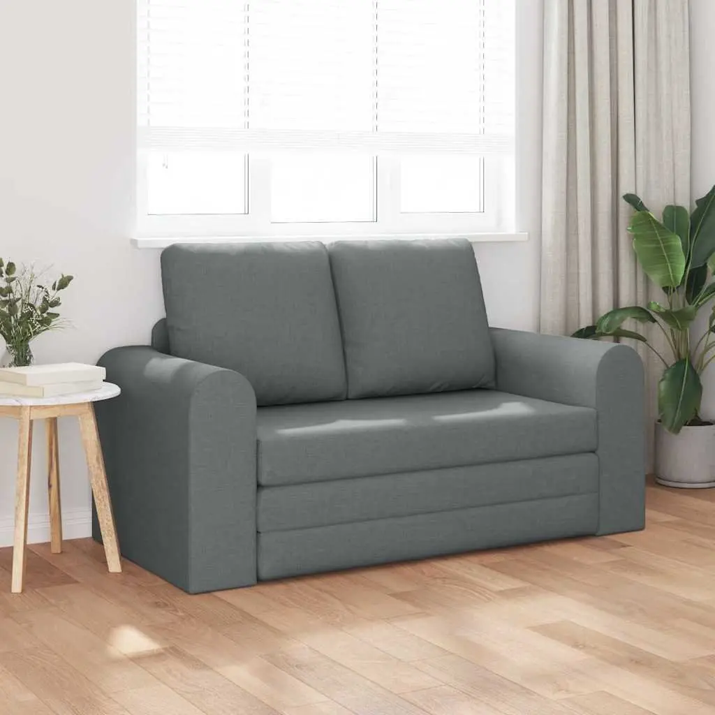 Floor Sofa Bed Convertible Grey Fabric Modern Couch Manual Adjustment Compact