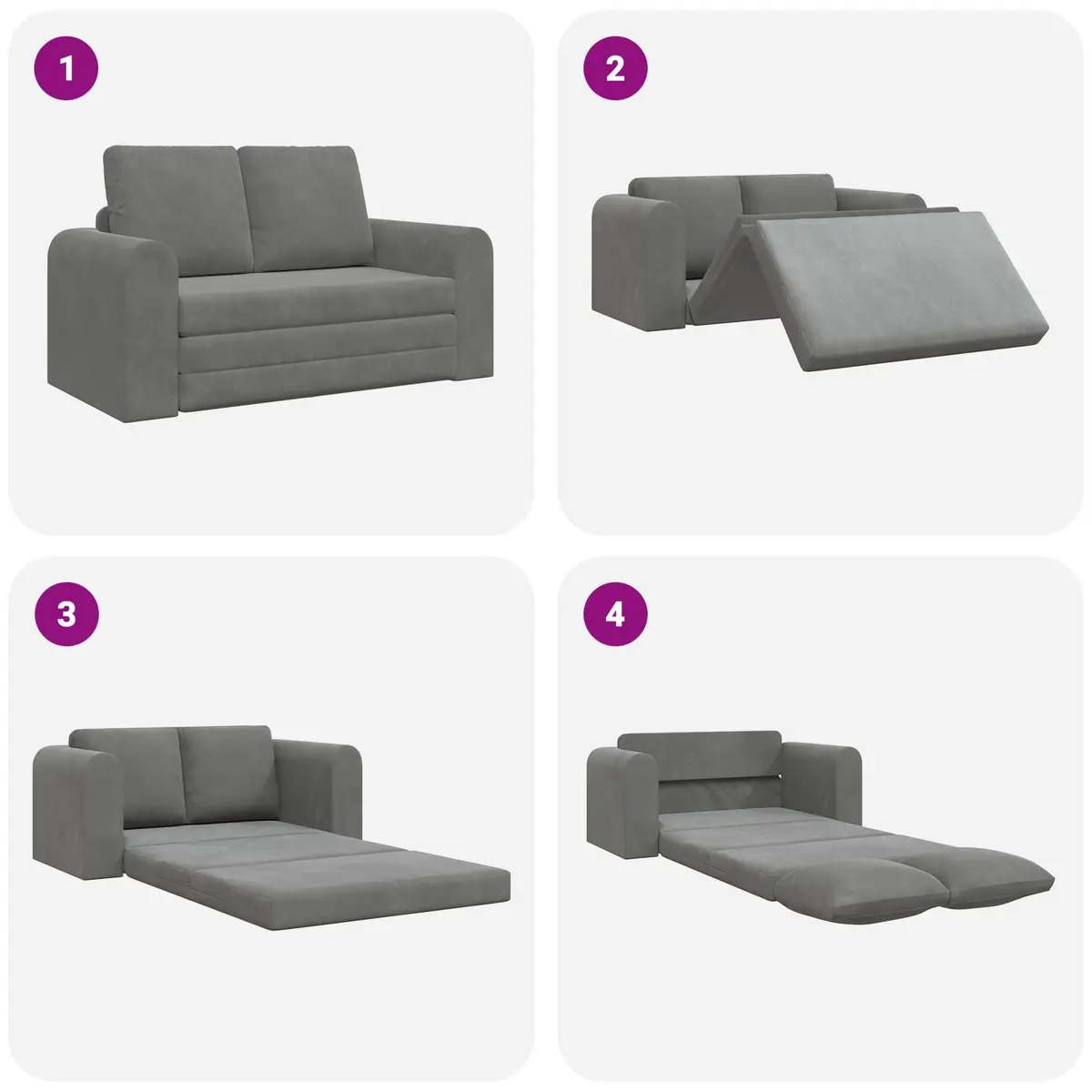 Sofa Bed Velvet Grey 148x71x83cm Convertible Couch Modern Living Room Guest