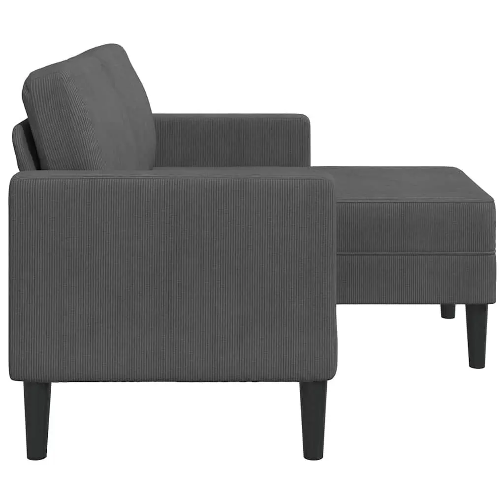 L-Shaped 2-Seater Sofa with Chaise Lounge Corner Couch Grey Linen 125cm