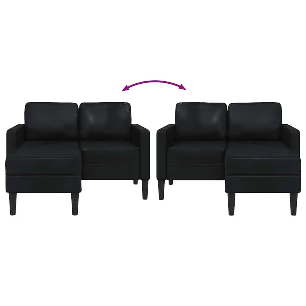 L-Shaped 2-Seater Sofa with Chaise Lounge Corner Couch Black Faux Leather
