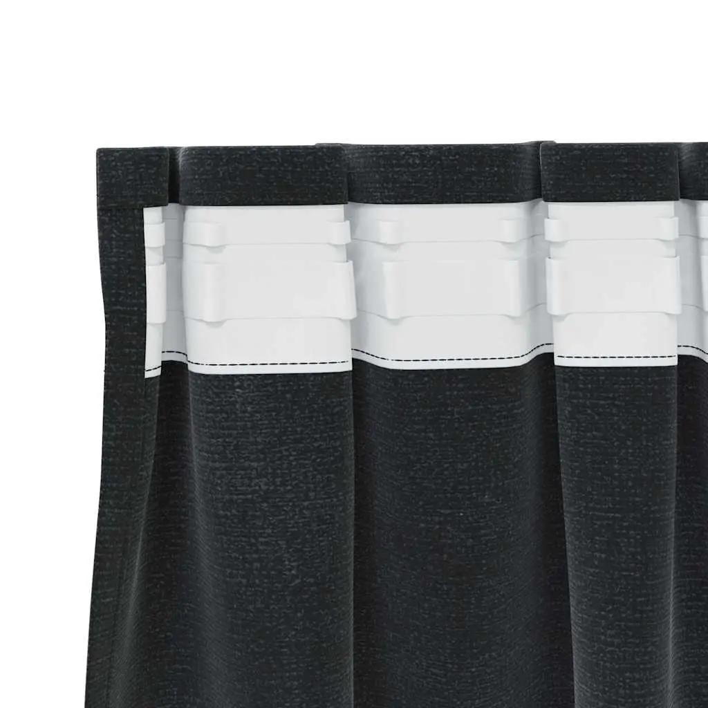 Blackout Curtains Velvet 140 x 245 cm Black 2 pcs Window Drapes Bedroom Living