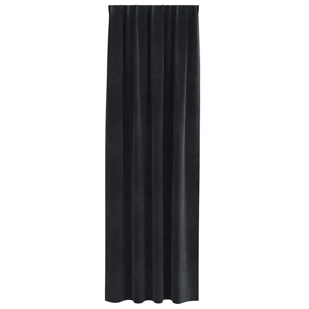 Blackout Curtains Velvet 140x260cm Black 2pcs Light Blocking Window Drapes