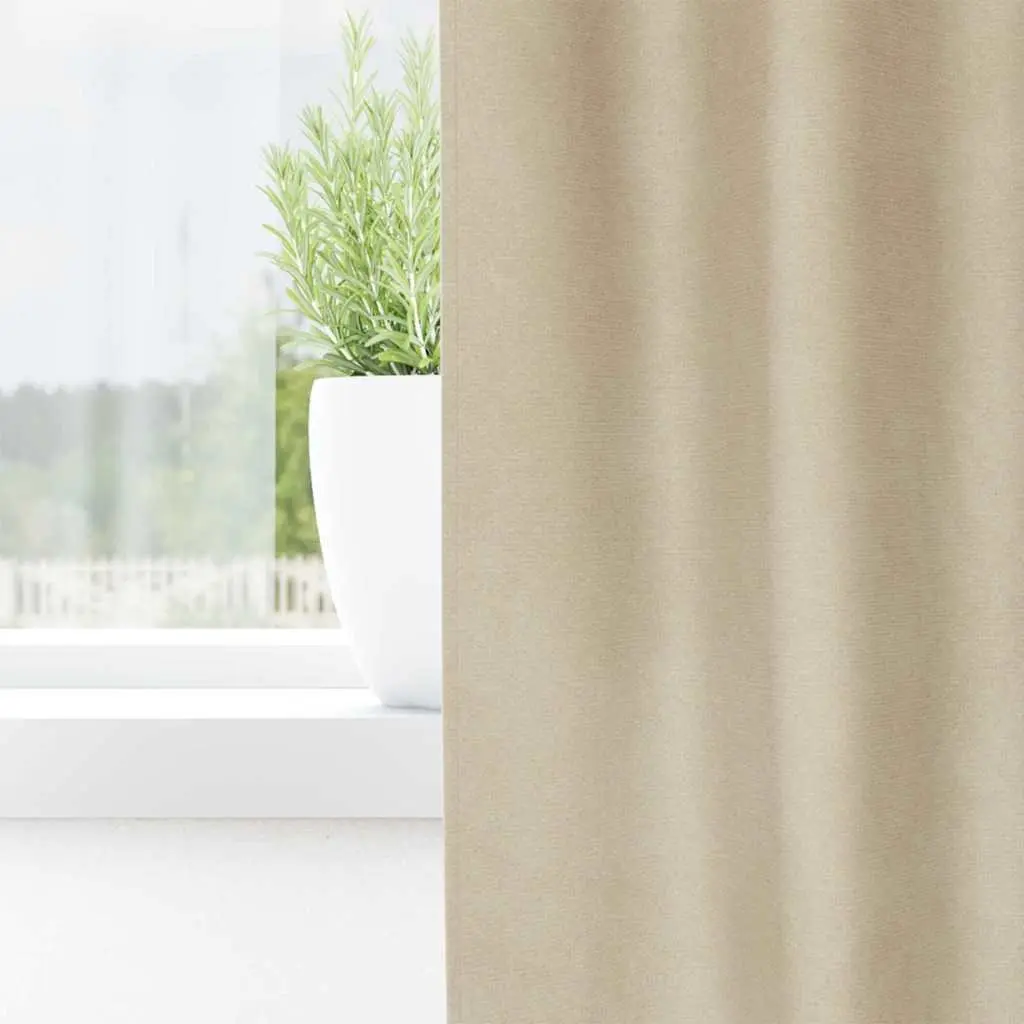 Velvet Curtains 140 x 225 cm Cream 2 pcs Blackout Window Drapes