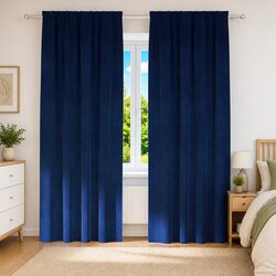 2 pcs Dark Blue Velvet Blackout Curtains 140 x 245 cm