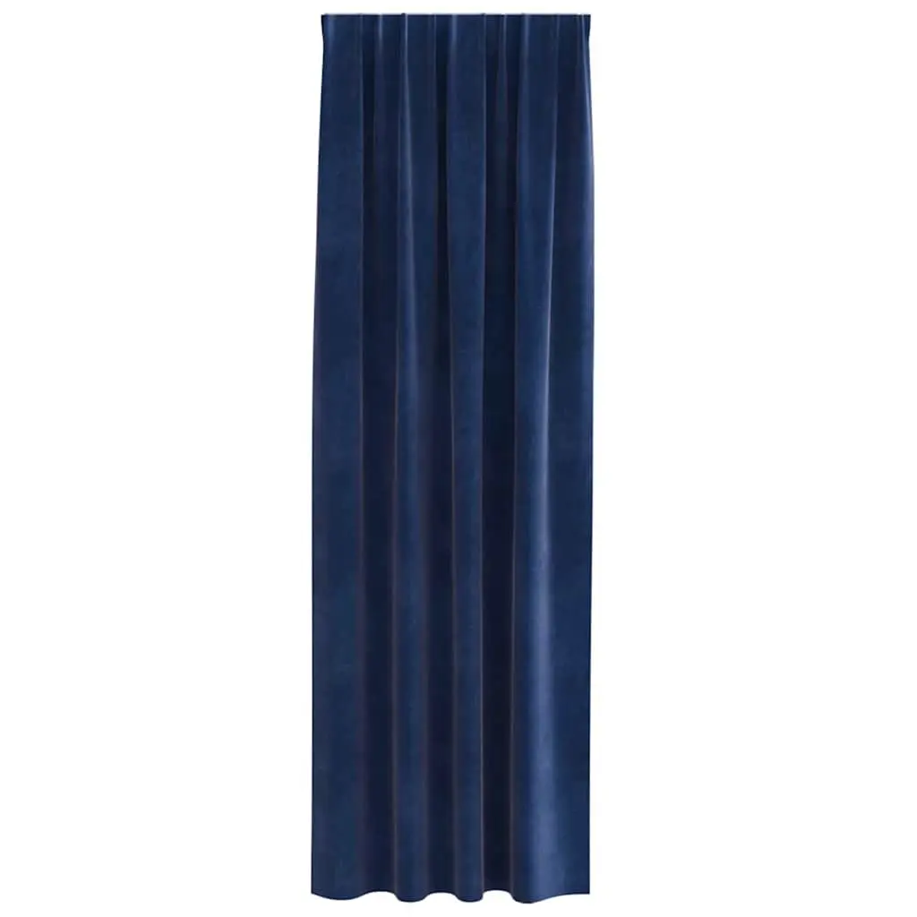 Dark Blue Velvet Blackout Curtains 140 x 245 cm 2 Piece Light Blocking Window Drapes