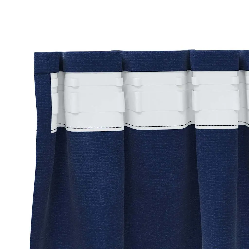 Dark Blue Velvet Blackout Curtains 140 x 245 cm 2 Piece Light Blocking Window Drapes