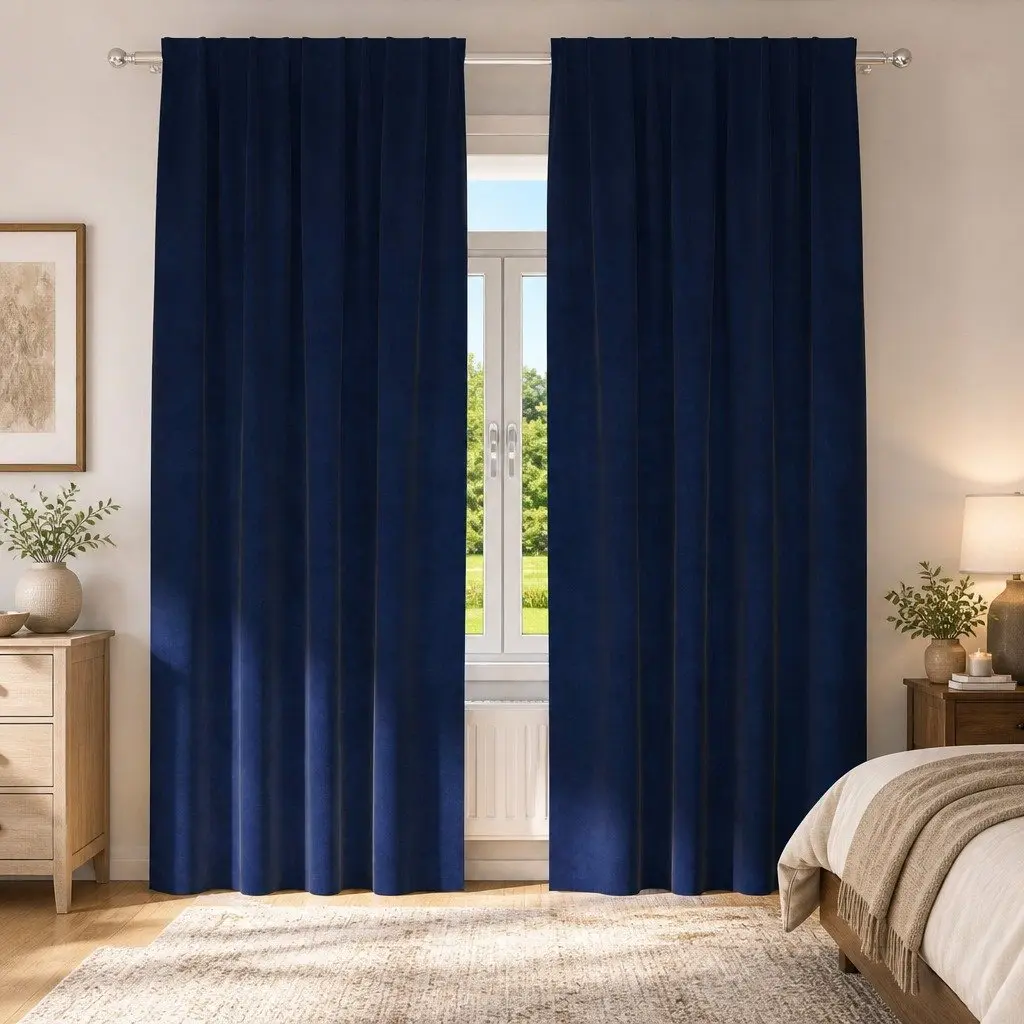 Velvet Curtains Dark Blue 140 x 260 cm 2 pcs Blackout Window Drapes