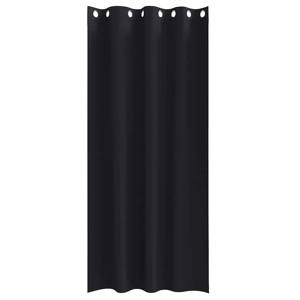 Blackout Curtains 245x140cm Polyester 2pcs Black Hook and Ring System