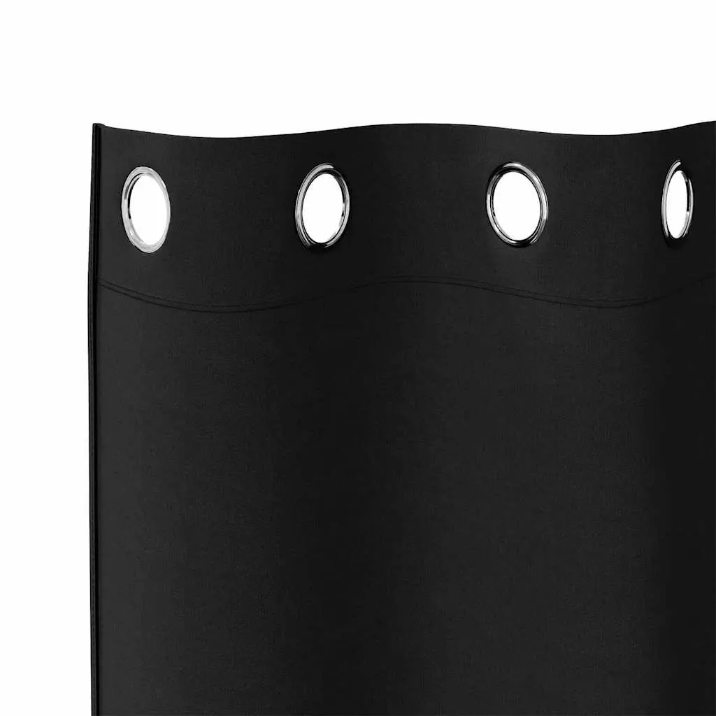 Blackout Curtains 245x140cm Polyester 2pcs Black Hook and Ring System