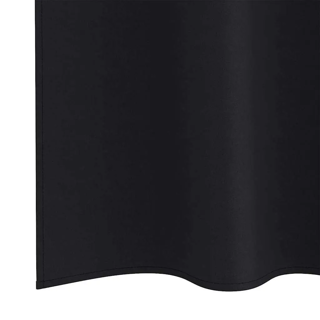 Blackout Curtains 245x140cm Polyester 2pcs Black Hook and Ring System