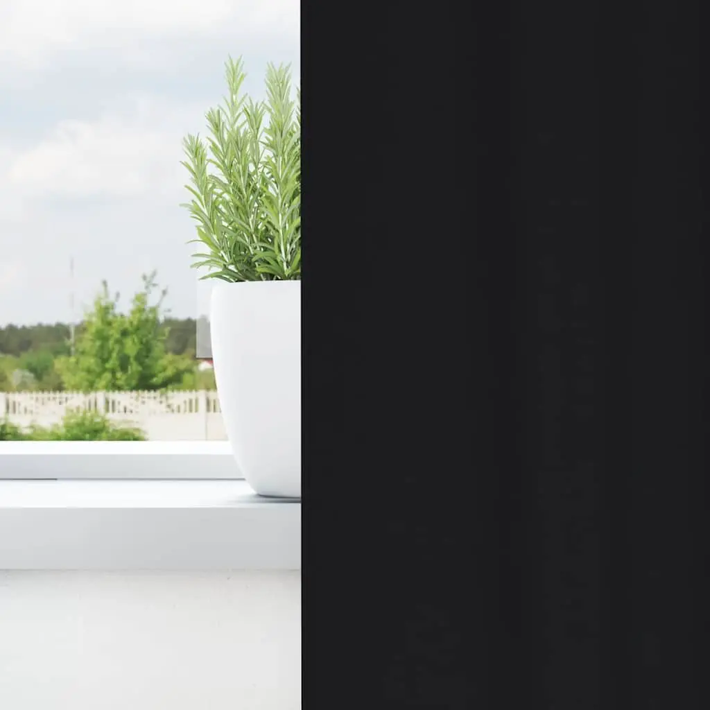 Blackout Curtains 2 Piece Polyester 245 x 140 cm Black with Hook and Ring System for Light Control and Privacy