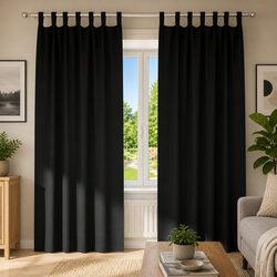 Practical Blackout Curtains for Your Home - 2 pcs Black 245 x 140 cm