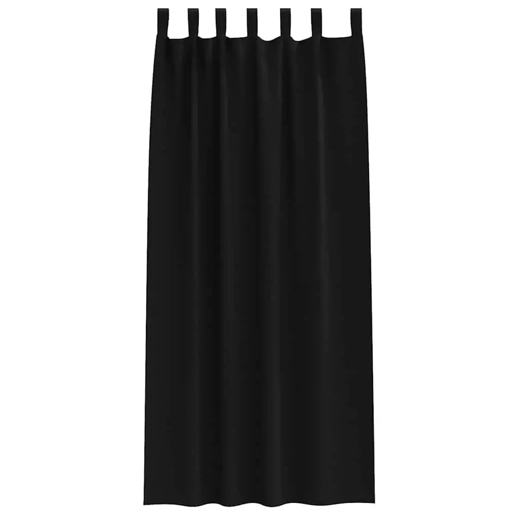 Blackout Curtains with Rings 2 pcs Black 245 x 140 cm Window Treatment Drapes
