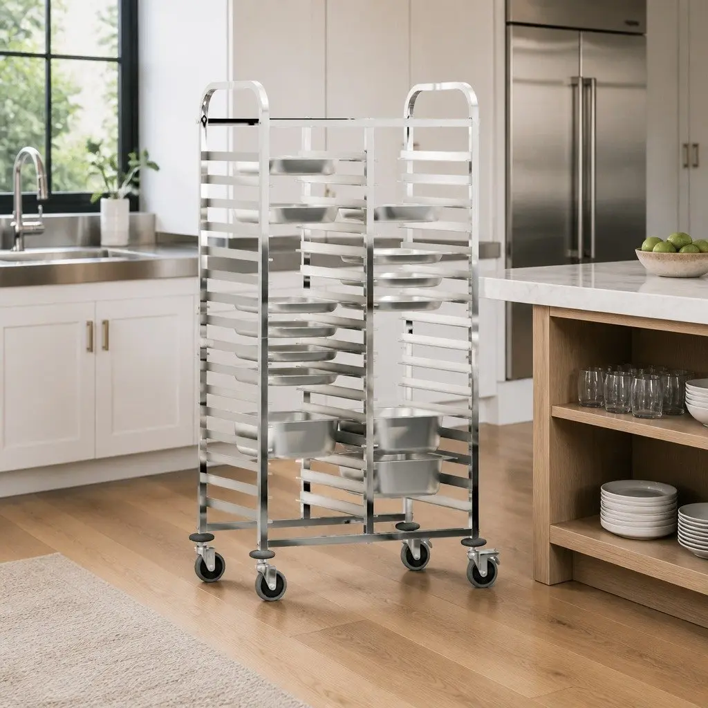 Tray Trolley with 32 GN Container Capacity Stainless Steel Kitchen Catering