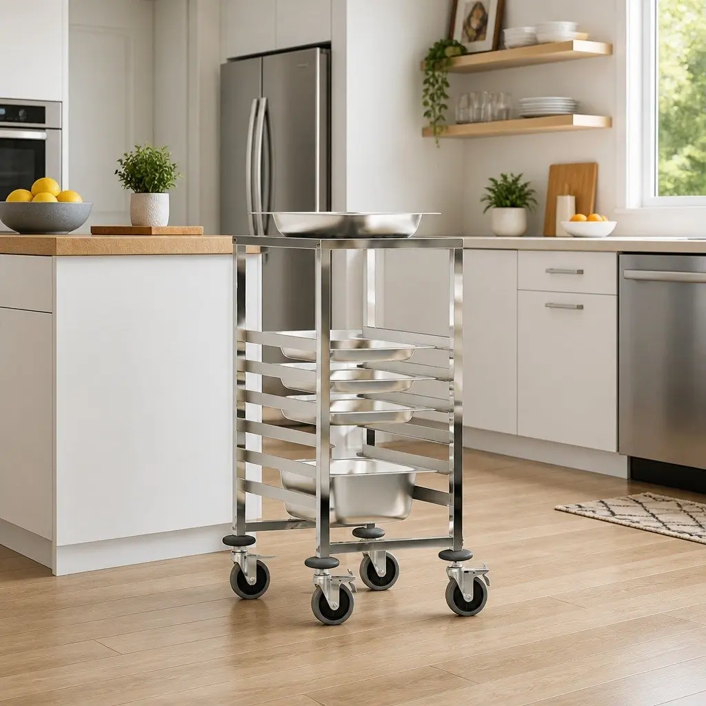Stainless Steel Kitchen Trolley with 6 GN Container Slots 39x55x87 cm Catering