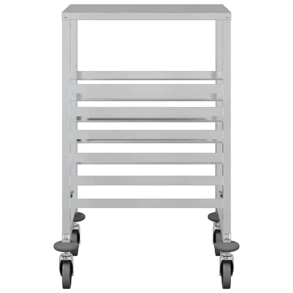 Kitchen Trolley Silver Stainless Steel 39x55x87cm with 6 GN Container Slots for Catering