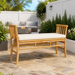Garden Bench with Cushion, Ideal for Patios 110x38x65cm Bamboo