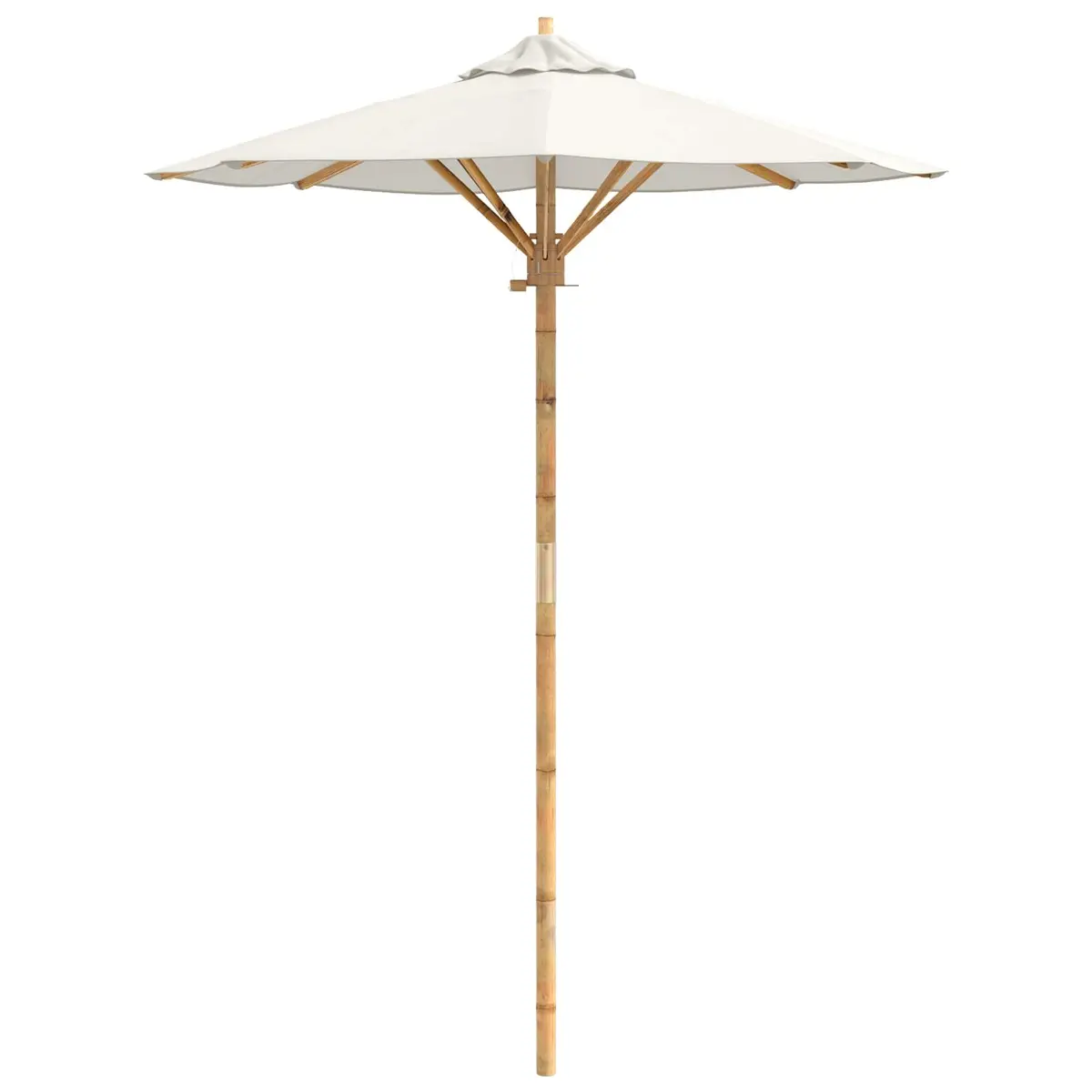 Garden Parasol Bamboo Frame Round 150 cm Cream White Outdoor Shade Umbrella