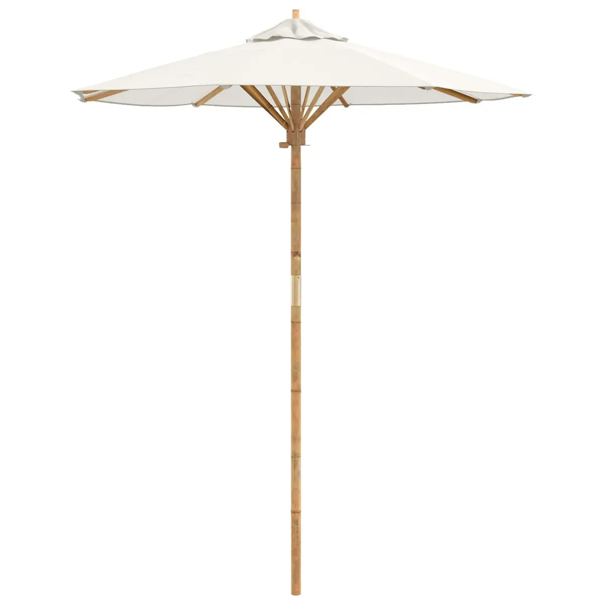 Garden Parasol Round Bamboo Frame 180cm Cream White Outdoor Shade