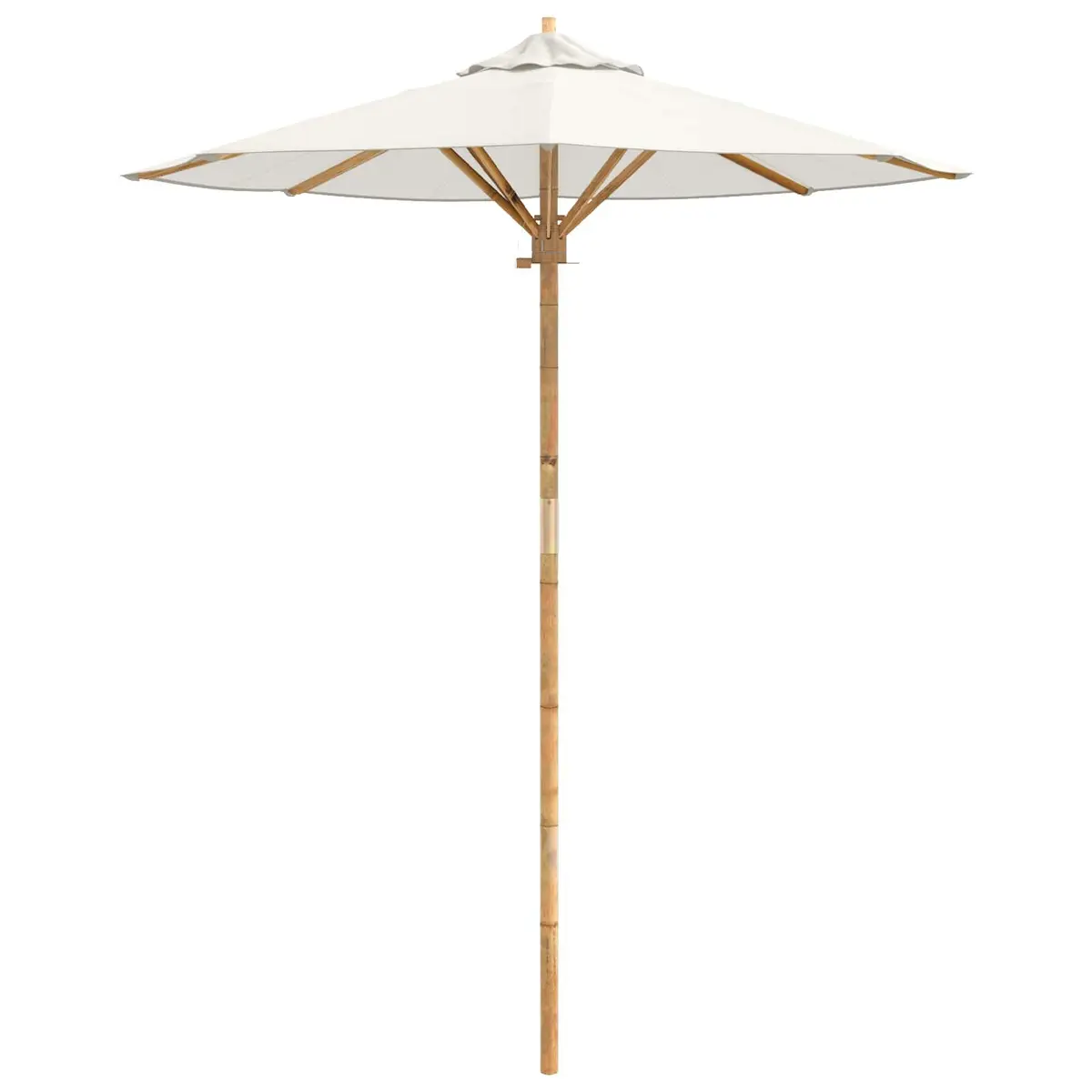 Garden Parasol Round Bamboo Frame 180cm Cream White Outdoor Shade