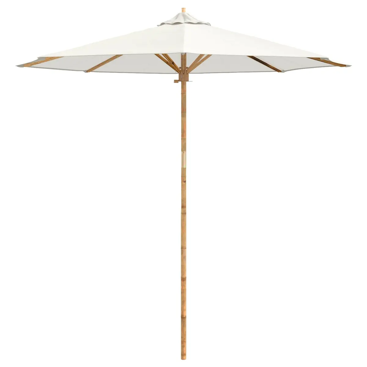 Garden Parasol Bamboo Frame Round Canopy 240 cm Cream White