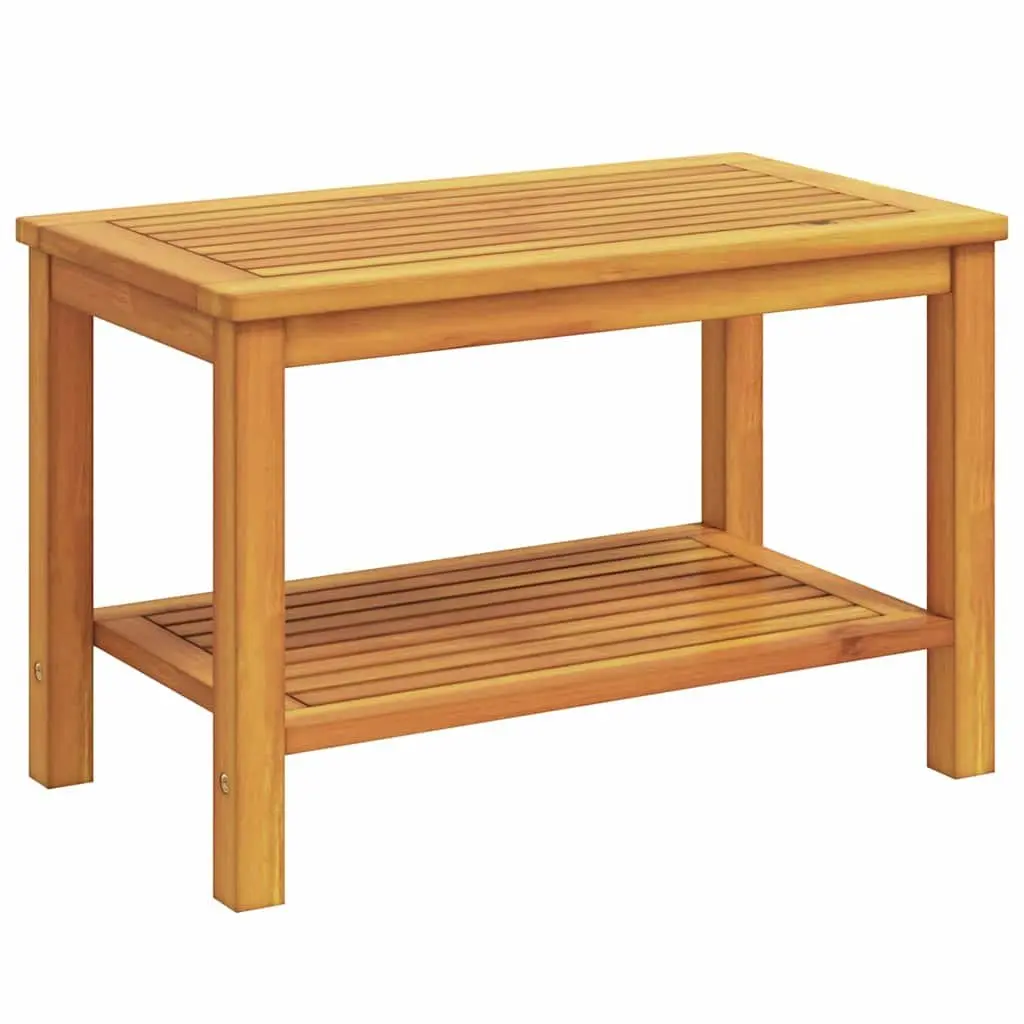 Solid Acacia Wood Side Table Brown Rustic Accent Table for Garden Patio Indoor
