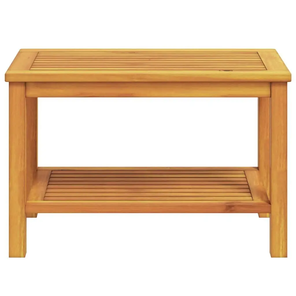 Solid Acacia Wood Side Table Brown Rustic Accent Table for Garden Patio Indoor