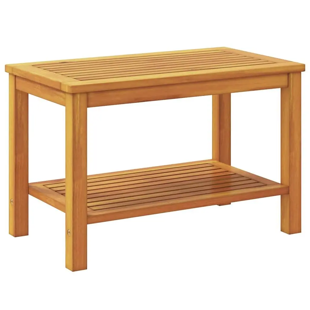 Solid Acacia Wood Side Table Brown Rustic Accent Table for Garden Patio Indoor