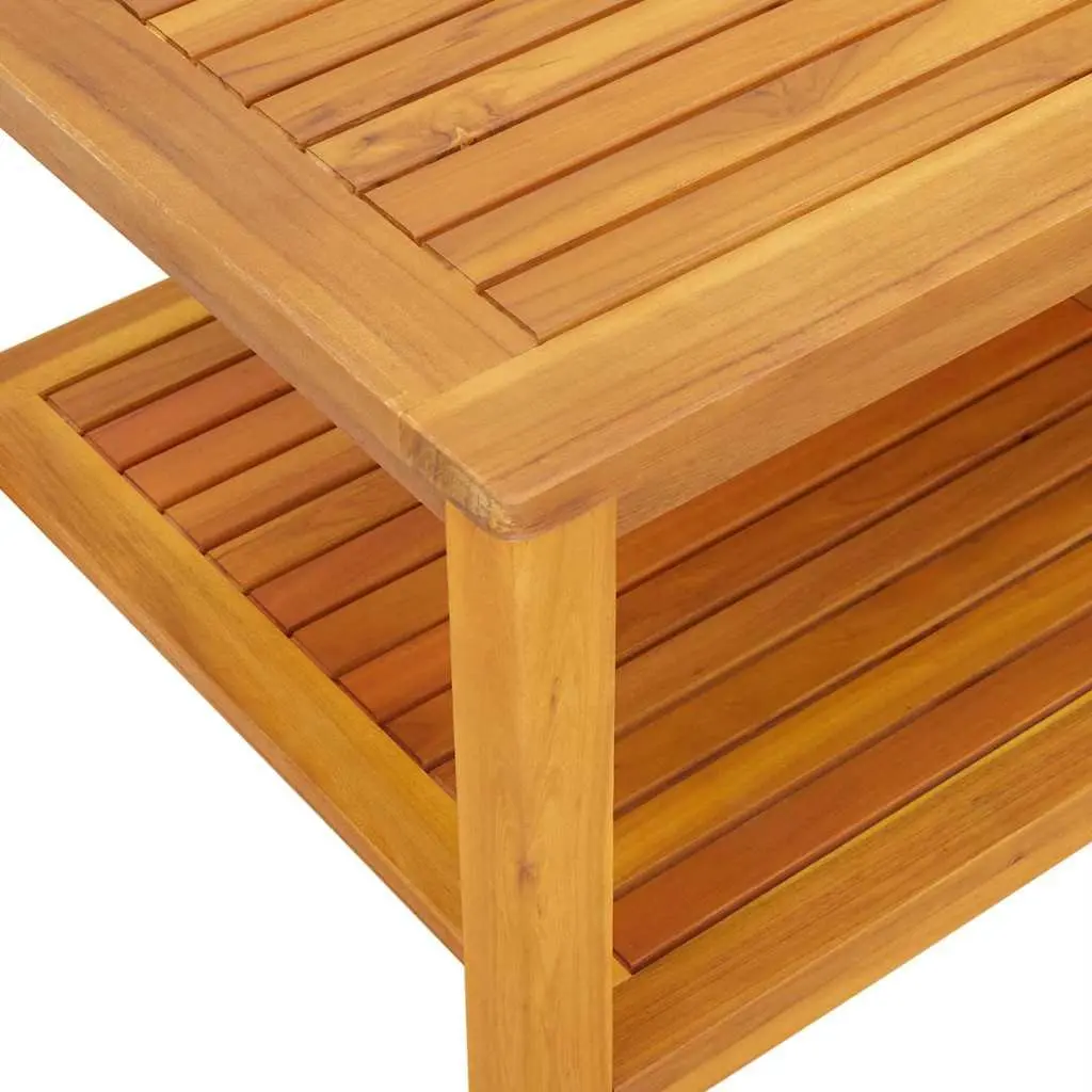 Solid Acacia Wood Side Table 90x50x45cm Garden Patio Accent Rustic Brown