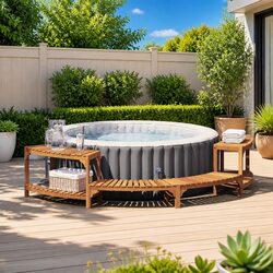 Half-Round Spa Deck: Practical Outdoor Seating Solution