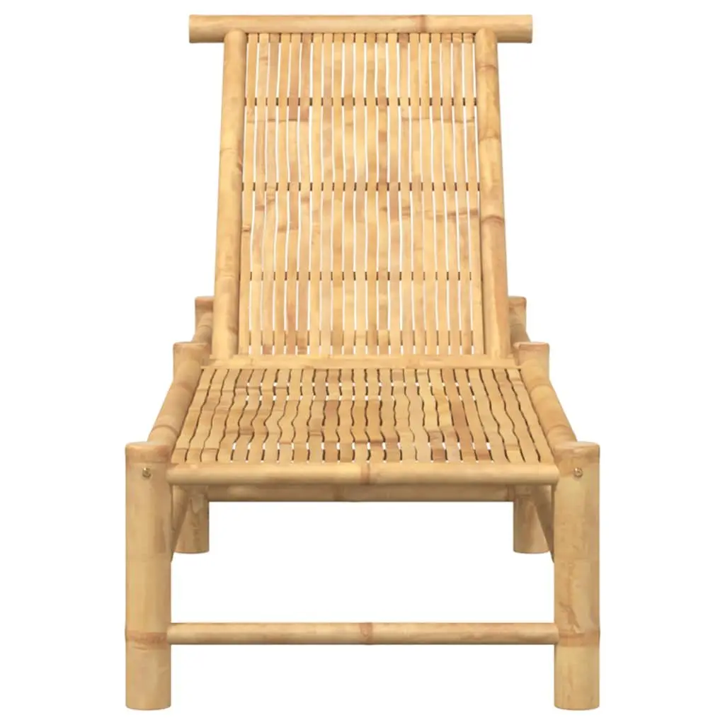 Sun Lounger Bamboo Adjustable Backrest Outdoor Chair 55 x 199 cm Brown