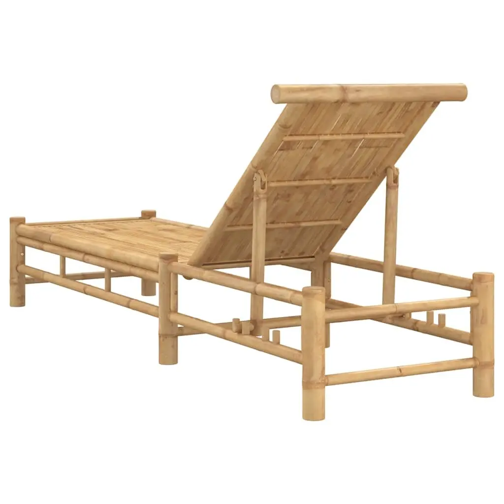 Sun Lounger Bamboo Adjustable Backrest Outdoor Chair 55 x 199 cm Brown