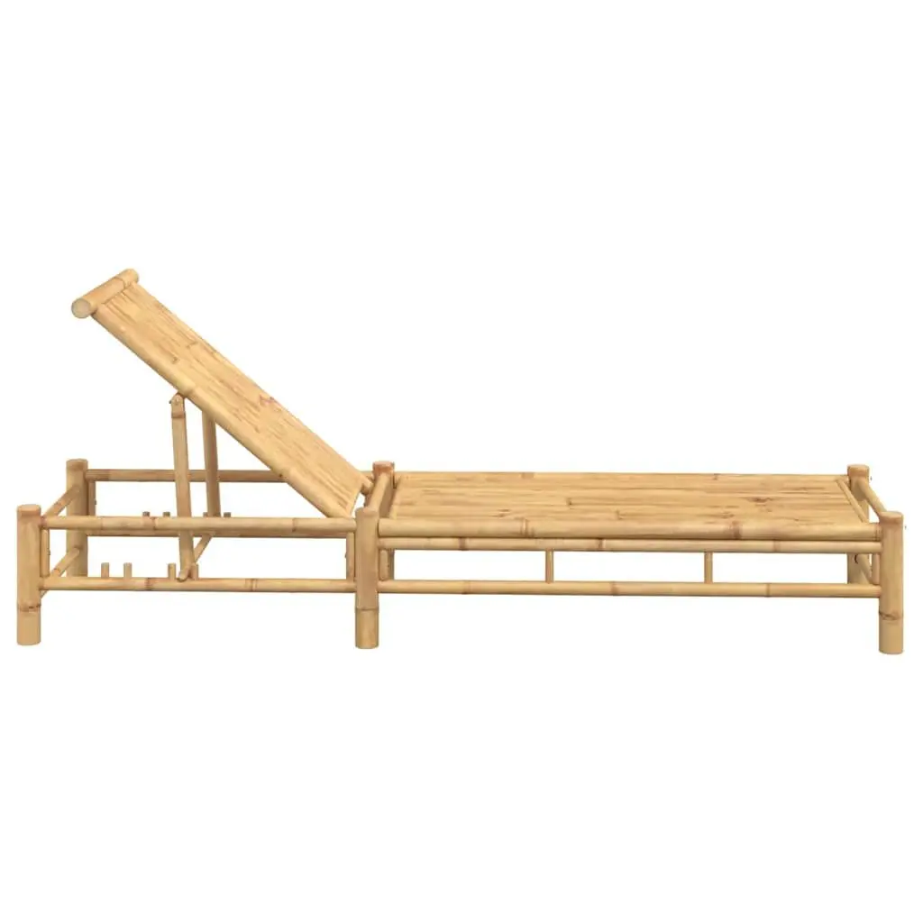 Sun Lounger Bamboo Adjustable Backrest Outdoor Chair 55 x 199 cm Brown
