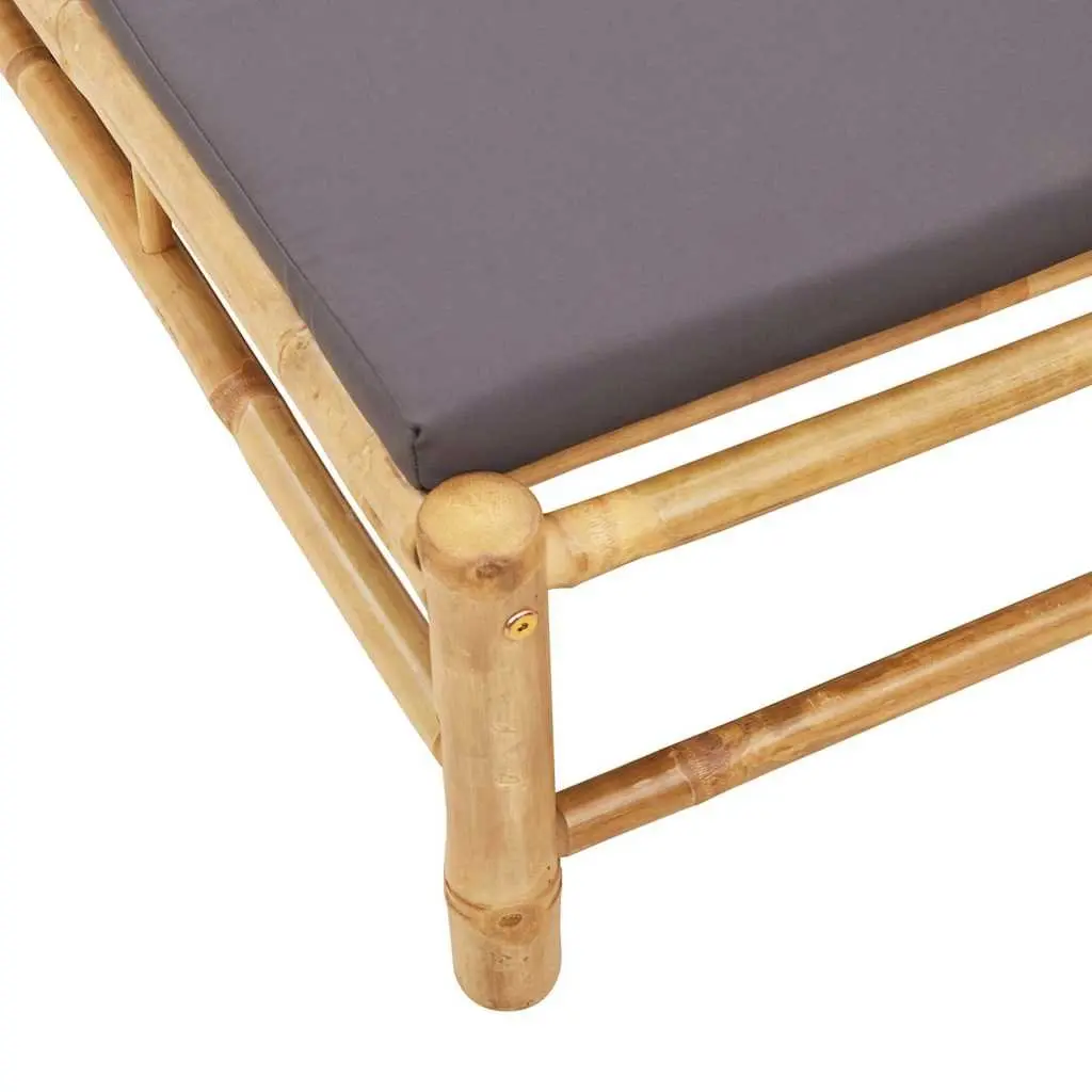 Sun Lounger Outdoor Garden Patio Chair Bamboo Adjustable Backrest Cushion Seat